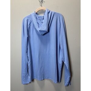 Jockey T Shirt Hoodie Long Sleeves Size XL Blue Moisture Wicking Lightweight